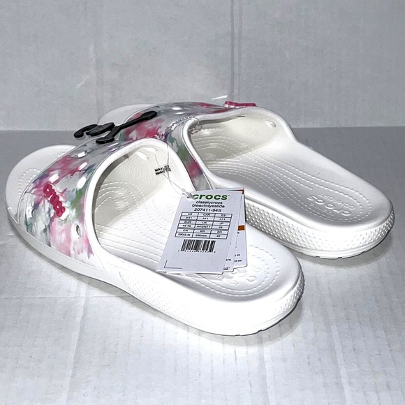 Crocs Classic Bleach Dye Slide Sandals White 207411-94S White Size M11 New main image 13